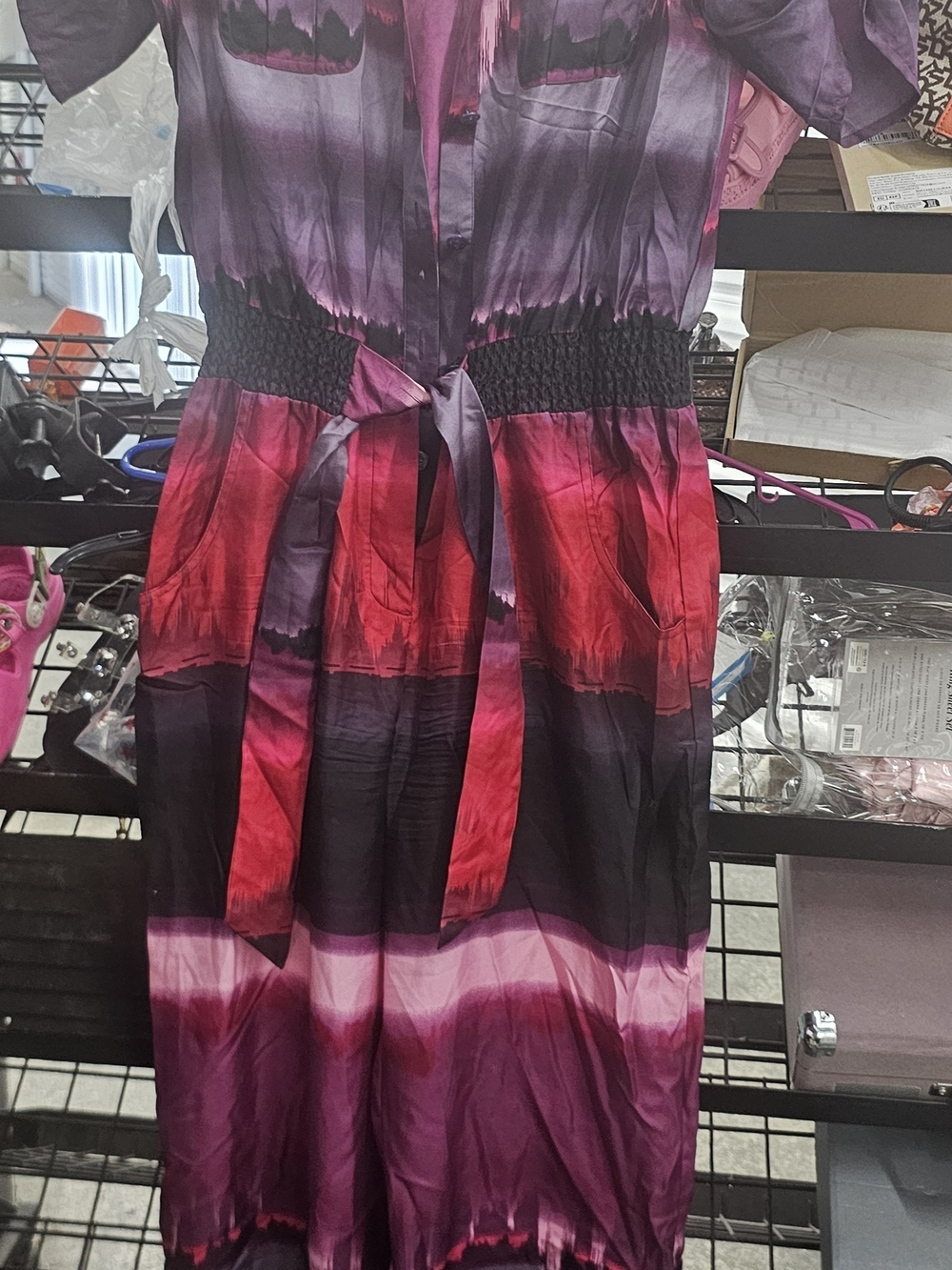 Bebe Ombre Midi Shirt Dress in Purple and Red